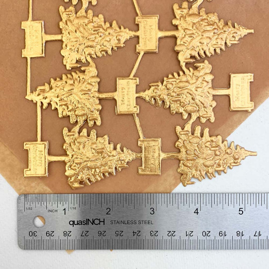 Antique Gold Dresden Foil Christmas Trees ~ 8