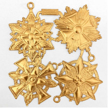 Large Antique Gold Dresden Foil Medallions ~ 4 Assorted