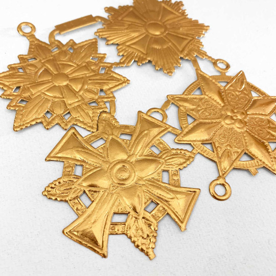 Large Antique Gold Dresden Foil Medallions ~ 4 Assorted