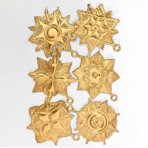 Large Antique Gold Dresden Foil Medallions ~ 6 Assorted