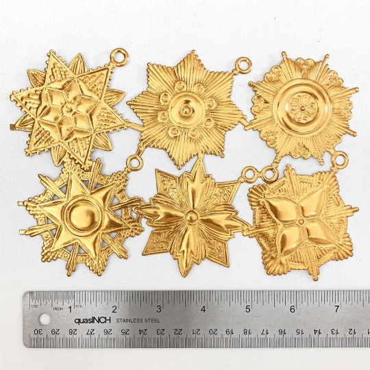 Large Antique Gold Dresden Foil Medallions ~ 6 Assorted