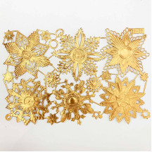 Large Antique Gold Dresden Foil Medallions ~ 6 Assorted