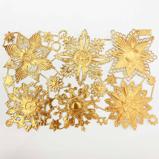 Large Antique Gold Dresden Foil Medallions ~ 6 Assorted
