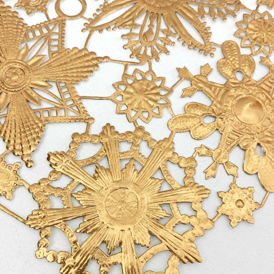 Large Antique Gold Dresden Foil Medallions ~ 6 Assorted