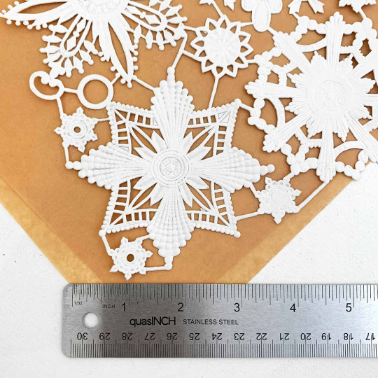 Antique White Paper Dresden Medallions ~ 6 Assorted
