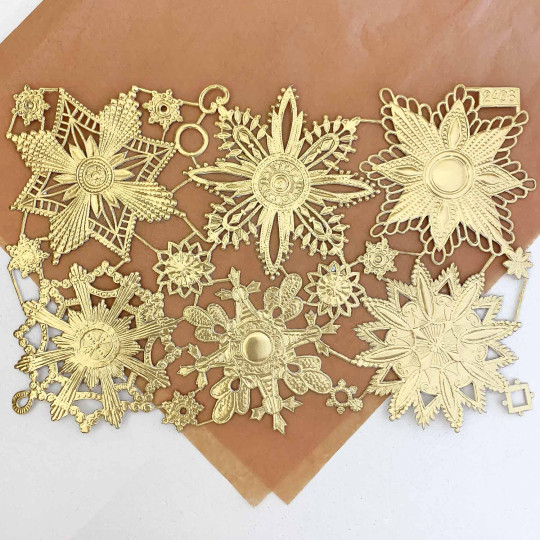 Large Gold Dresden Foil Medallions ~ 6 Assorted