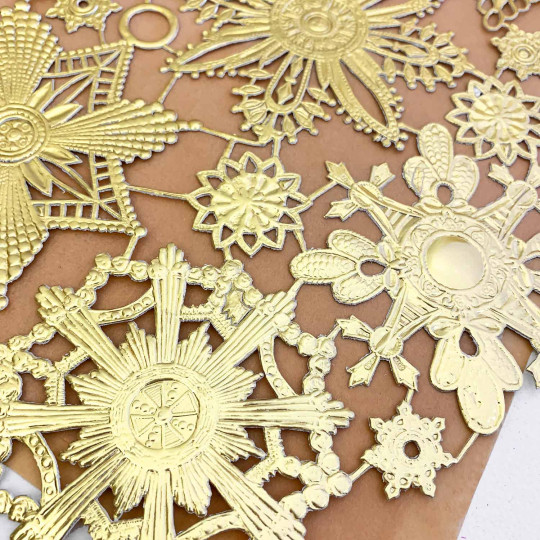 Large Gold Dresden Foil Medallions ~ 6 Assorted