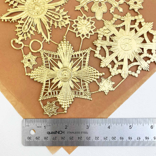 Large Gold Dresden Foil Medallions ~ 6 Assorted