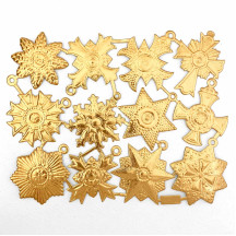 Medium Antique Gold Dresden Foil Medallions ~ 12 Assorted