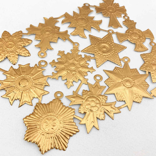 Medium Antique Gold Dresden Foil Medallions ~ 12 Assorted