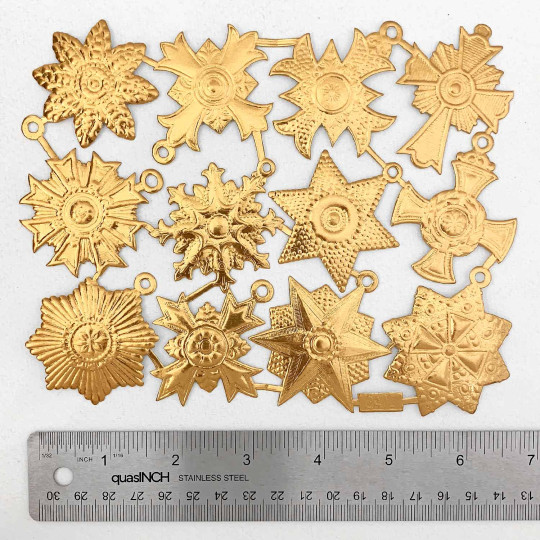 Medium Antique Gold Dresden Foil Medallions ~ 12 Assorted