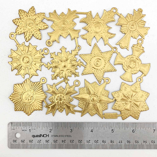 Medium Gold Dresden Foil Medallions ~ 12 Assorted