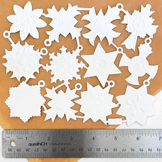 Medium White Dresden Foil Medallions ~ 12 Assorted