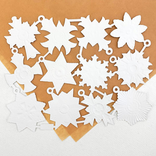 Medium White Dresden Foil Medallions ~ 12 Assorted