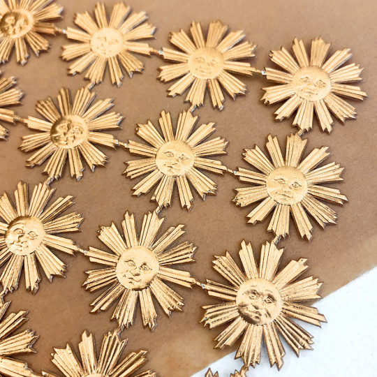 Small Antique Gold Dresden Foil Sun Medallions ~ 20
