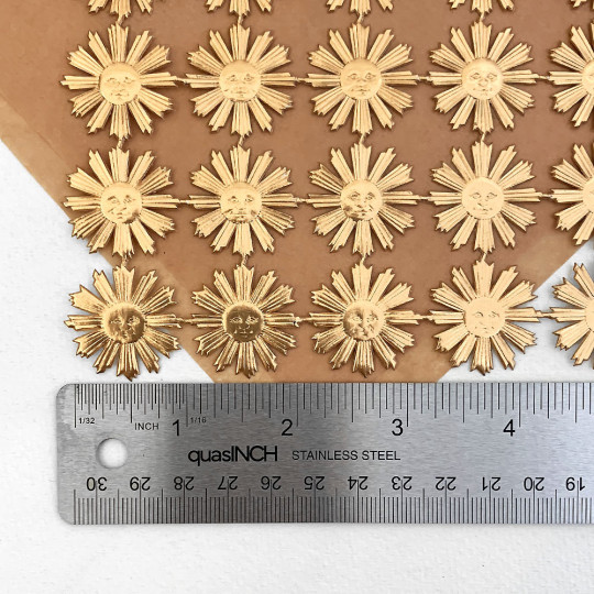 Small Antique Gold Dresden Foil Sun Medallions ~ 20