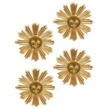 Small Antique Gold Dresden Foil Sun Medallions ~ 20