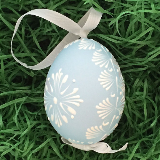 Light Blue with White Eastern European Egg Ornament ~ Handmade in Slovakia