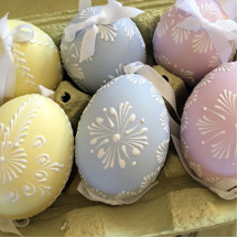 Light Blue with White Eastern European Egg Ornament ~ Handmade in Slovakia