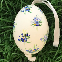 Blue Floral Eastern European Egg Ornament ~ Large Duck Egg~ Handmade in Slovakia