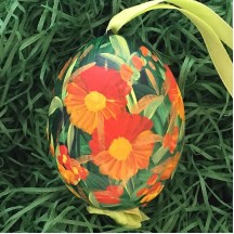 Orange Meadow Floral Eastern European Egg Ornament ~ Large Duck Egg~ Handmade in Slovakia