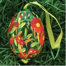 Red Meadow Floral Eastern European Egg Ornament ~ Large Duck Egg~ Handmade in Slovakia