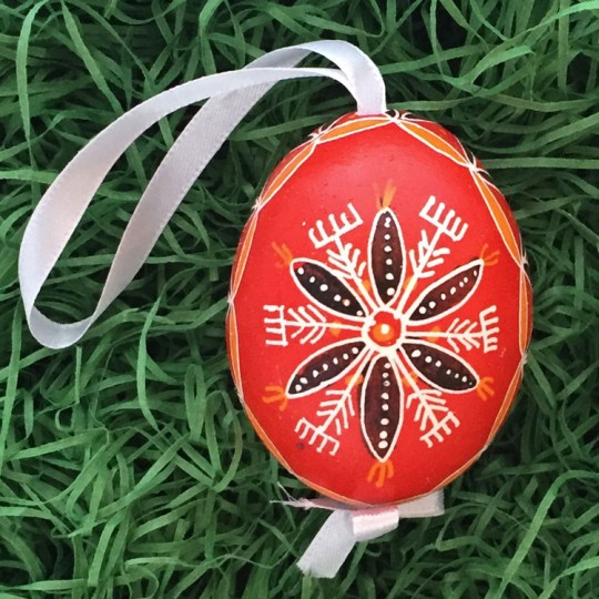 Folkloric Red and Black Eastern European Egg Ornament ~ Handmade in Slovakia