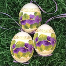 Purple Violets Floral Eastern European Egg Ornament ~ Handmade in Slovakia