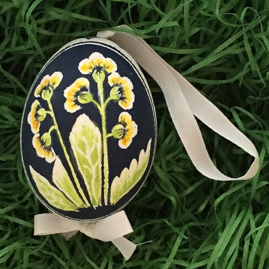 Campanulas on Navy Eastern European Egg Ornament ~ Handmade in Slovakia