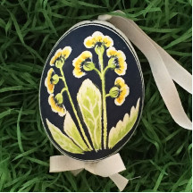 Campanulas on Navy Eastern European Egg Ornament ~ Handmade in Slovakia