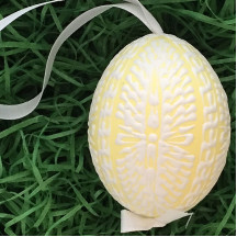 Pale Yellow with White Icing Eastern European Egg Ornament ~ Handmade in Slovakia