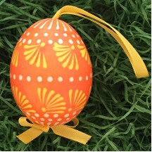 Folkloric Orange and Yellow Eastern European Egg Ornament ~ Handmade in Slovakia