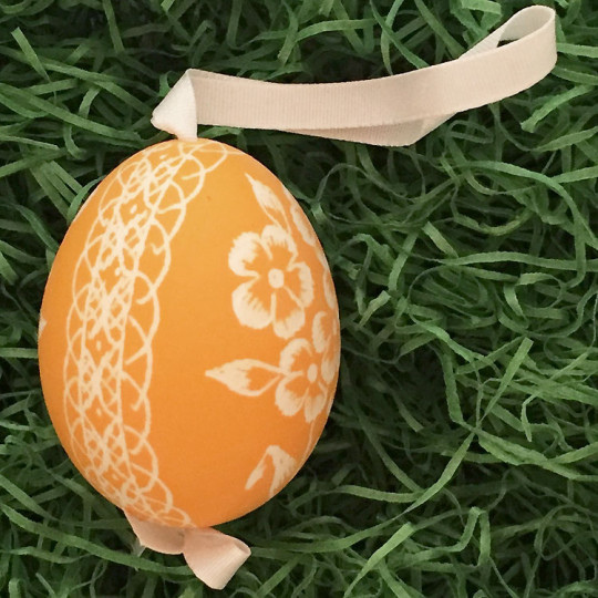 Golden Yellow Floral Eastern European Egg Ornament ~ Handmade in Slovakia