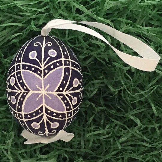 Folkloric Navy and Periwinkle Eastern European Egg Ornament ~ Handmade in Slovakia