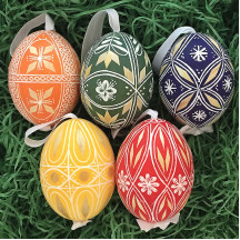 Straw Embellished Colorful Folkloric Eastern European Egg Ornament ~ Handmade in Slovakia