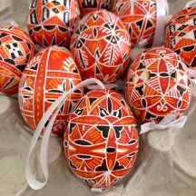 Traditional Red and Orange Pysanky Eastern European Egg Ornament ~ Handmade in Slovakia