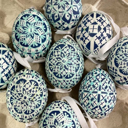 Traditional Blue and Aqua Pysanky Eastern European Egg Ornament ~ Handmade in Slovakia