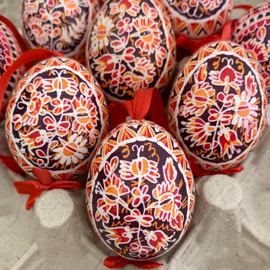Traditional Floral Pysanky Eastern European Egg Ornament ~ Handmade in Slovakia