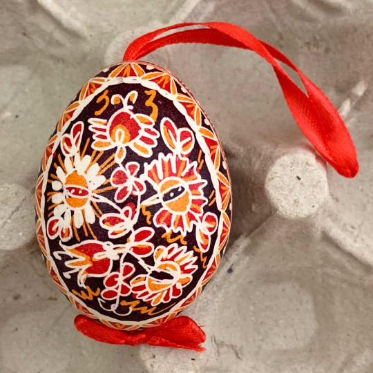 Traditional Floral Pysanky Eastern European Egg Ornament ~ Handmade in Slovakia