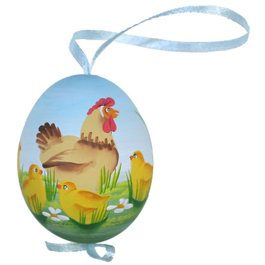 Springtime Roosters Eastern European Egg Ornament ~ Handmade in Slovakia