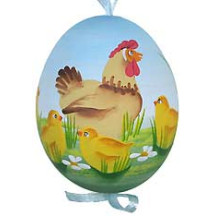 Springtime Roosters Eastern European Egg Ornament ~ Handmade in Slovakia