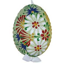 Green Spring Flowers Eastern European Egg Ornament ~ Handmade in Slovakia