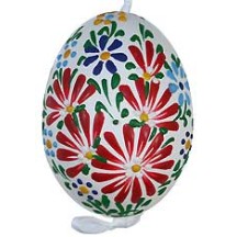White Spring Flowers Eastern European Egg Ornament ~ Handmade in Slovakia