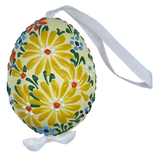 Yellow Spring Flowers Eastern European Egg Ornament ~ Handmade in Slovakia
