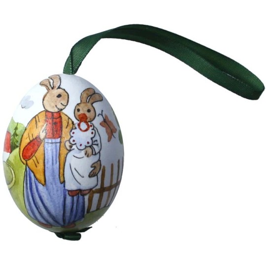 Mama and Baby Bunny Eastern European Egg Ornament ~ Handmade in Slovakia