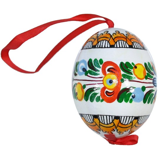 Folkloric Bird and Flowers Eastern European Egg Ornament ~ Handmade in Slovakia