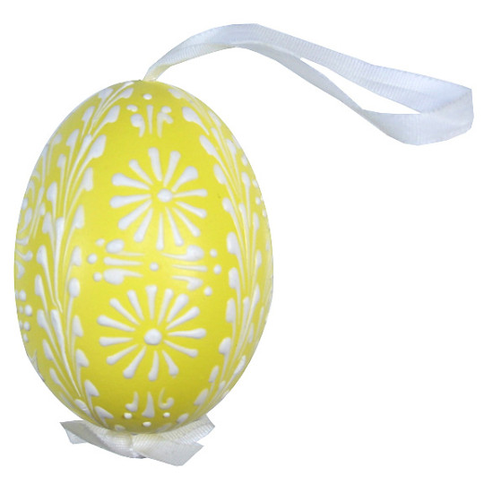 Yellow with White Eastern European Egg Ornament ~ Handmade in Slovakia