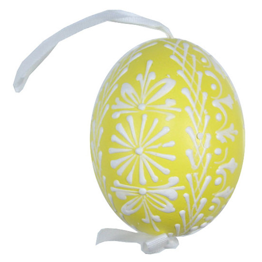 Yellow with White Eastern European Egg Ornament ~ Handmade in Slovakia