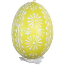 Bright Yellow with White Eastern European Egg Ornament ~ Handmade in Slovakia