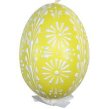 Yellow with White Eastern European Egg Ornament ~ Handmade in Slovakia